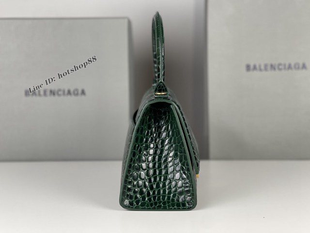 Balenciaga專櫃新款升級版墨綠色鱷魚紋手提包肩背女包 巴黎世家原廠皮版本XS號沙漏包 fyj1361